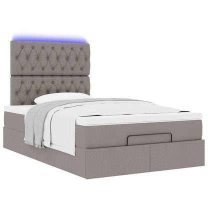 Ottoman-Bett mit Matratze & LEDs Taupe 120x200 cm Stoff