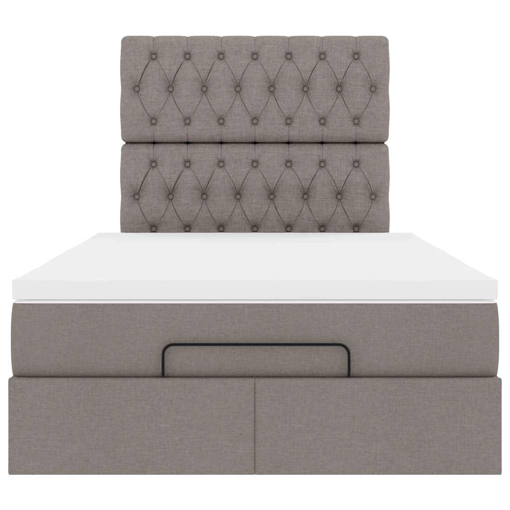 Ottoman-Bett mit Matratze & LEDs Taupe 120x200 cm Stoff