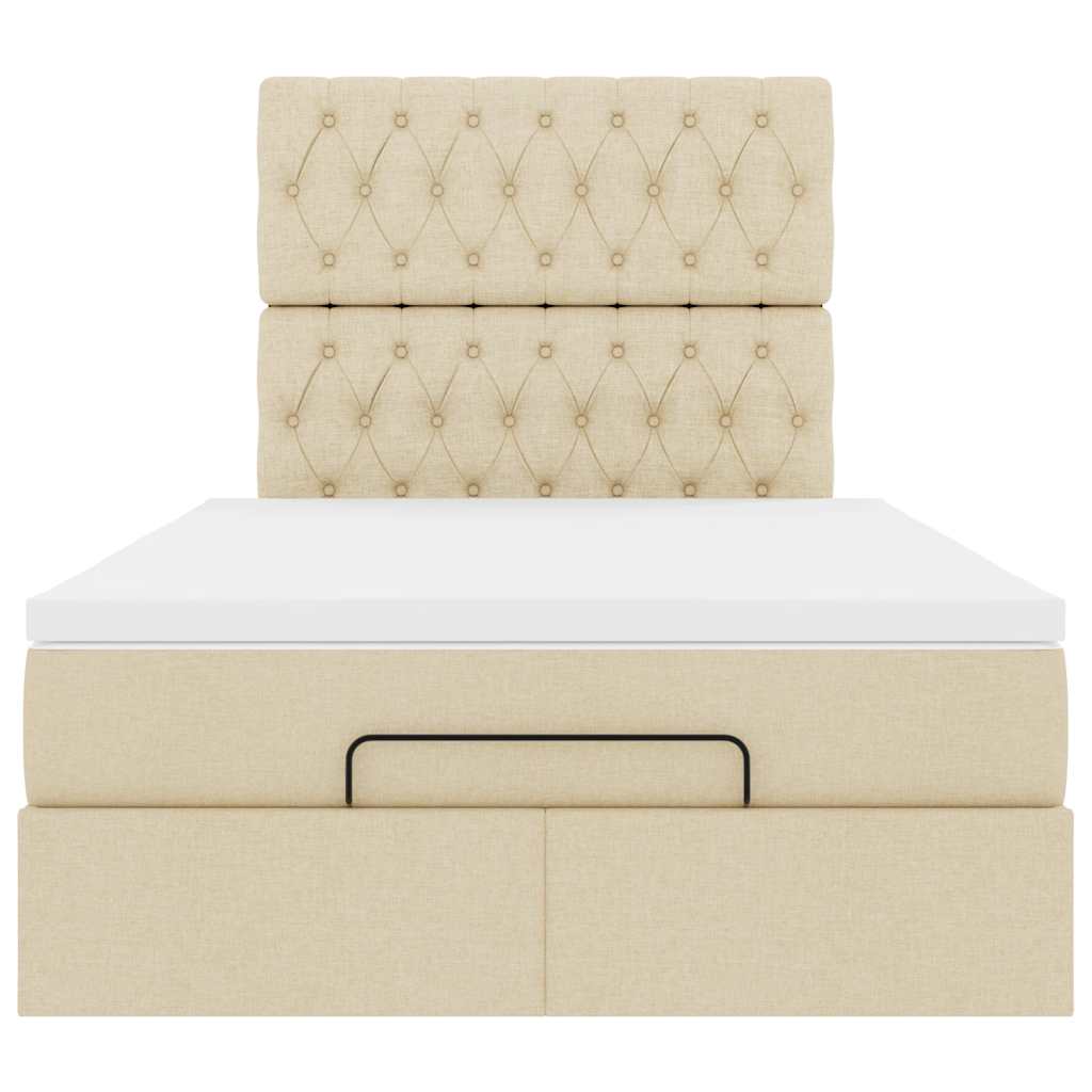 vidaXL Ottoman-Bett mit Matratze & LEDs Creme 120x200 cm Stoff