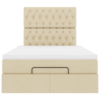 vidaXL Ottoman-Bett mit Matratze & LEDs Creme 120x200 cm Stoff