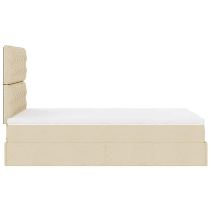 vidaXL Ottoman-Bett mit Matratze & LEDs Creme 120x200 cm Stoff