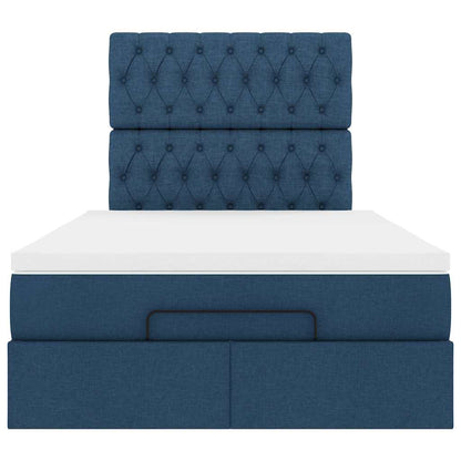 vidaXL Ottoman-Bett mit Matratze & LEDs Blau 120x200 cm Stoff