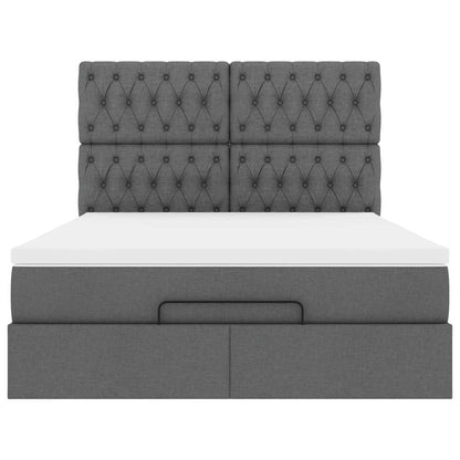vidaXL Ottoman-Bett mit Matratze & LEDs Dunkelgrau 140x190 cm Stoff