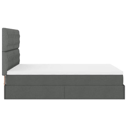 vidaXL Ottoman-Bett mit Matratze & LEDs Dunkelgrau 140x190 cm Stoff