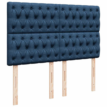 vidaXL Ottoman-Bett mit Matratze & LEDs Blau 140x190 cm Stoff