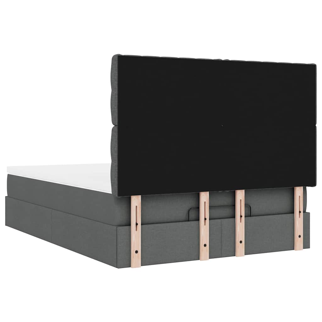 vidaXL Ottoman-Bett mit Matratze & LEDs Dunkelgrau 140x200 cm Stoff