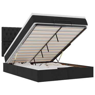 vidaXL Lit ottoman avec matelas et LED Noir Tissu 140x200 cm