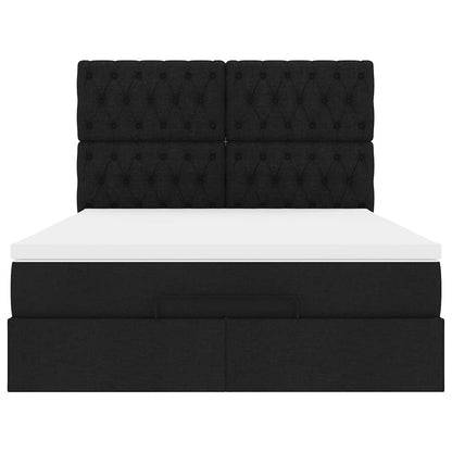 vidaXL Lit ottoman avec matelas et LED Noir Tissu 140x200 cm