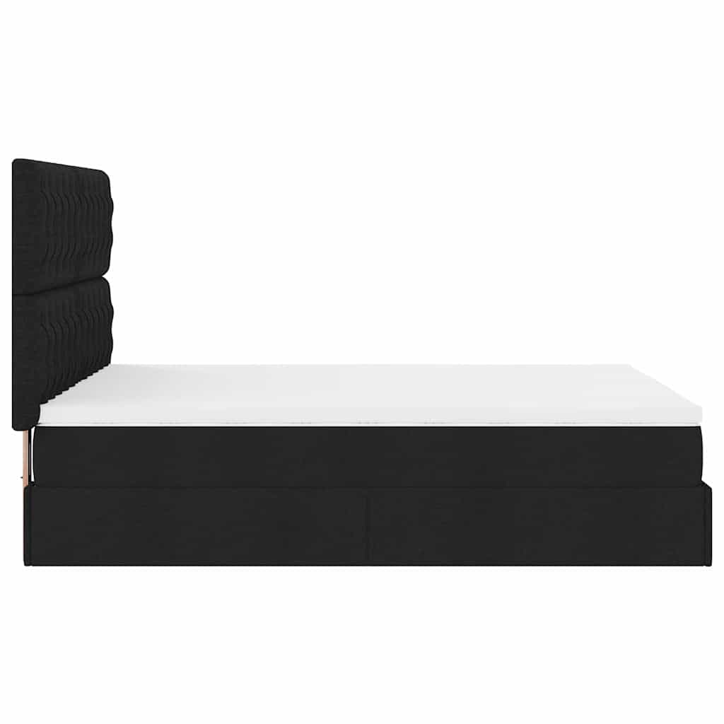 vidaXL Lit ottoman avec matelas et LED Noir Tissu 140x200 cm
