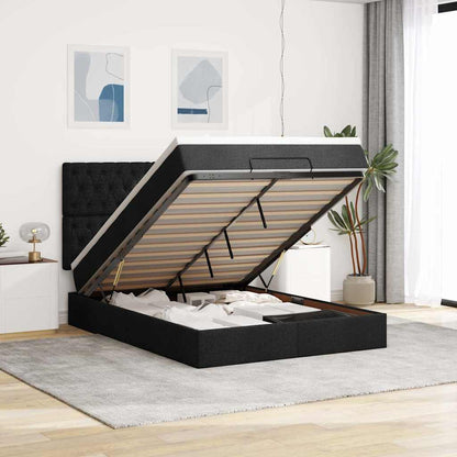 vidaXL Lit ottoman avec matelas et LED Noir Tissu 140x200 cm