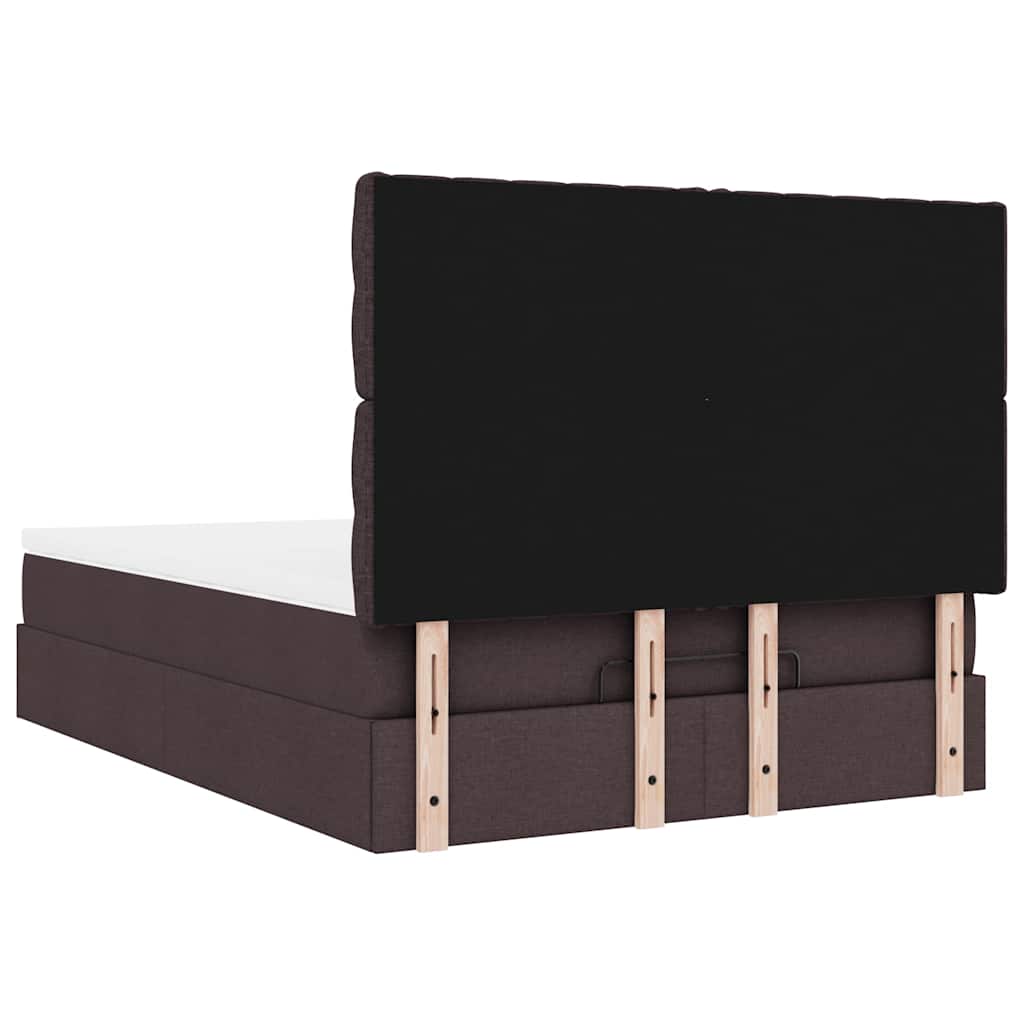 vidaXL Ottoman-Bett mit Matratze & LEDs Dunkelbraun 140x200 cm Stoff
