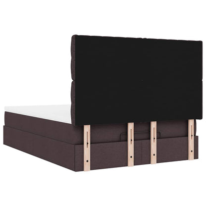 vidaXL Ottoman-Bett mit Matratze & LEDs Dunkelbraun 140x200 cm Stoff