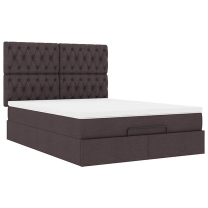 vidaXL Ottoman-Bett mit Matratze & LEDs Dunkelbraun 140x200 cm Stoff