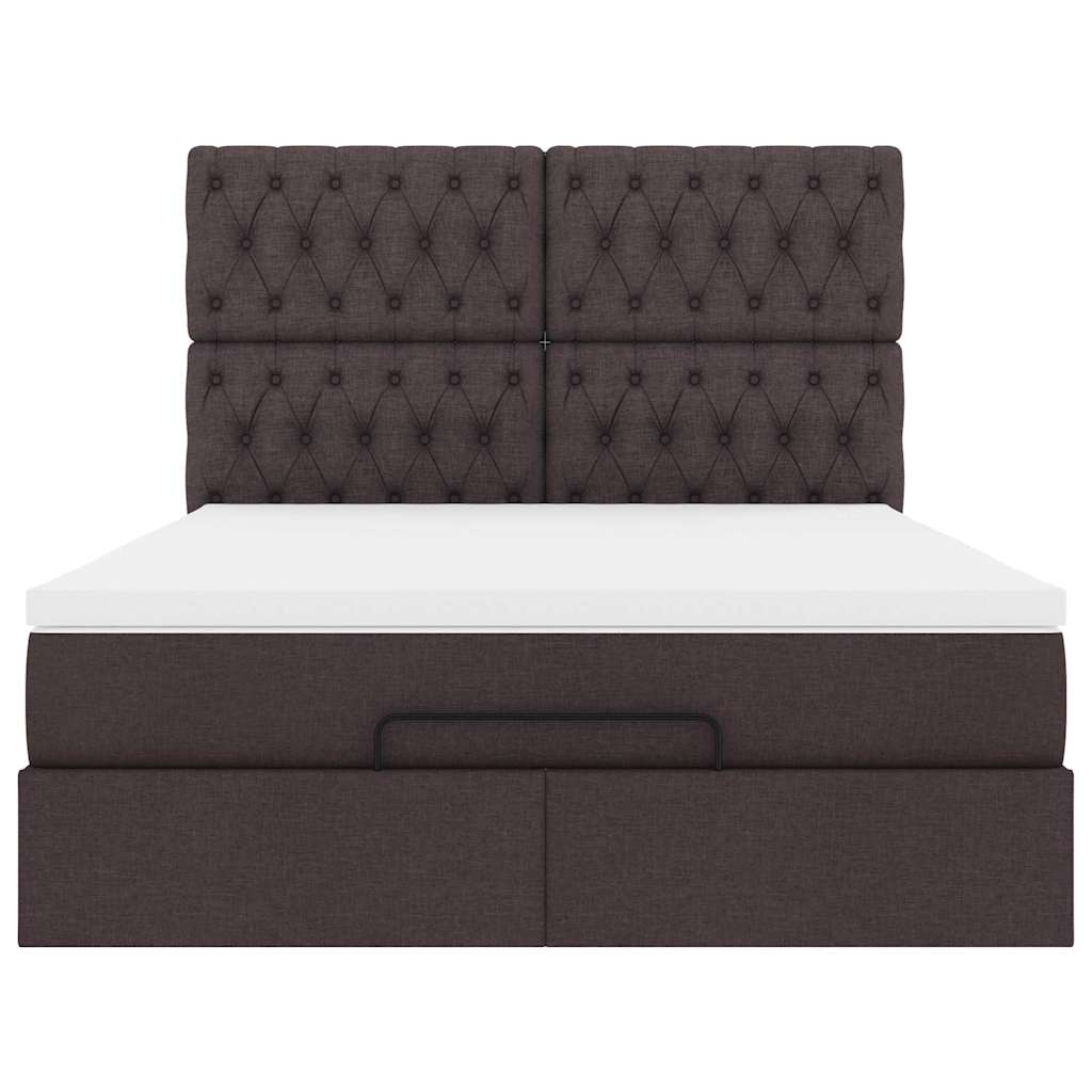 vidaXL Ottoman-Bett mit Matratze & LEDs Dunkelbraun 140x200 cm Stoff