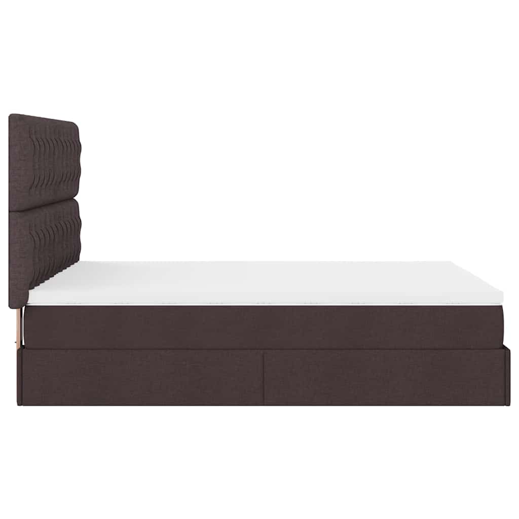 vidaXL Ottoman-Bett mit Matratze & LEDs Dunkelbraun 140x200 cm Stoff