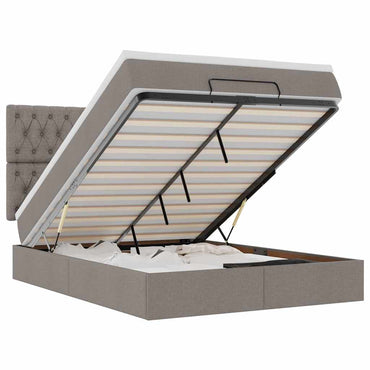 vidaXL Lit ottoman avec matelas et LED Taupe 140x200 cm Tissu