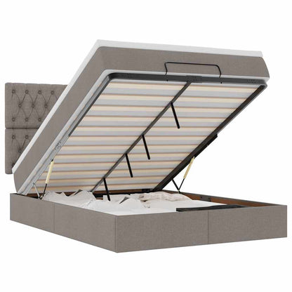 vidaXL Lit ottoman avec matelas et LED Taupe 140x200 cm Tissu