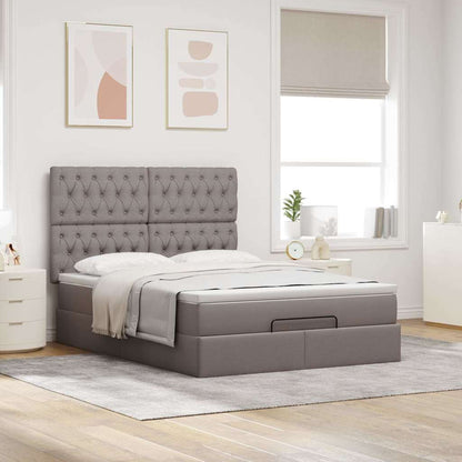 vidaXL Lit ottoman avec matelas et LED Taupe 140x200 cm Tissu