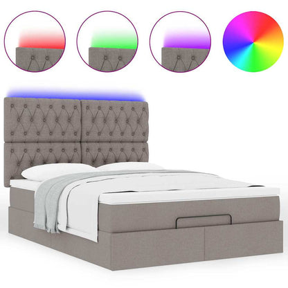 vidaXL Lit ottoman avec matelas et LED Taupe 140x200 cm Tissu