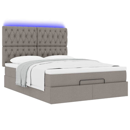 vidaXL Lit ottoman avec matelas et LED Taupe 140x200 cm Tissu