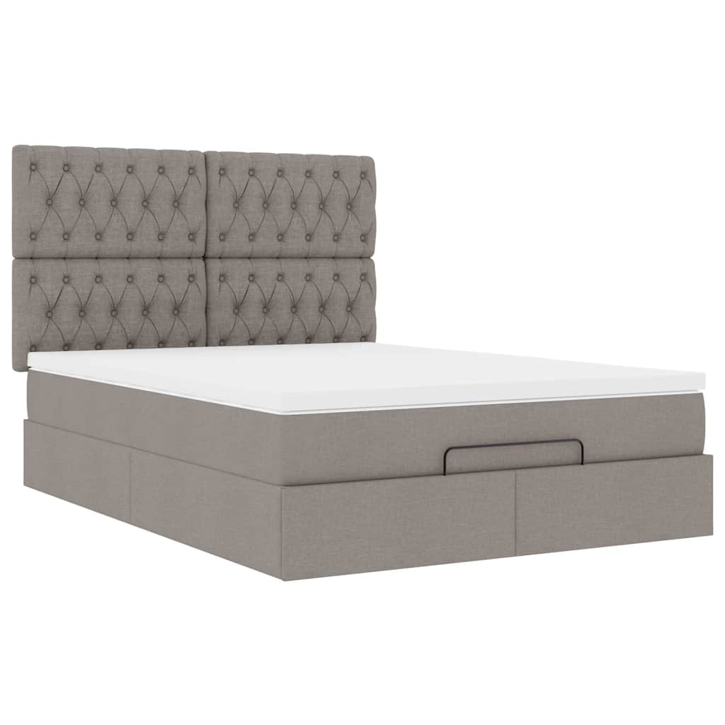 vidaXL Lit ottoman avec matelas et LED Taupe 140x200 cm Tissu