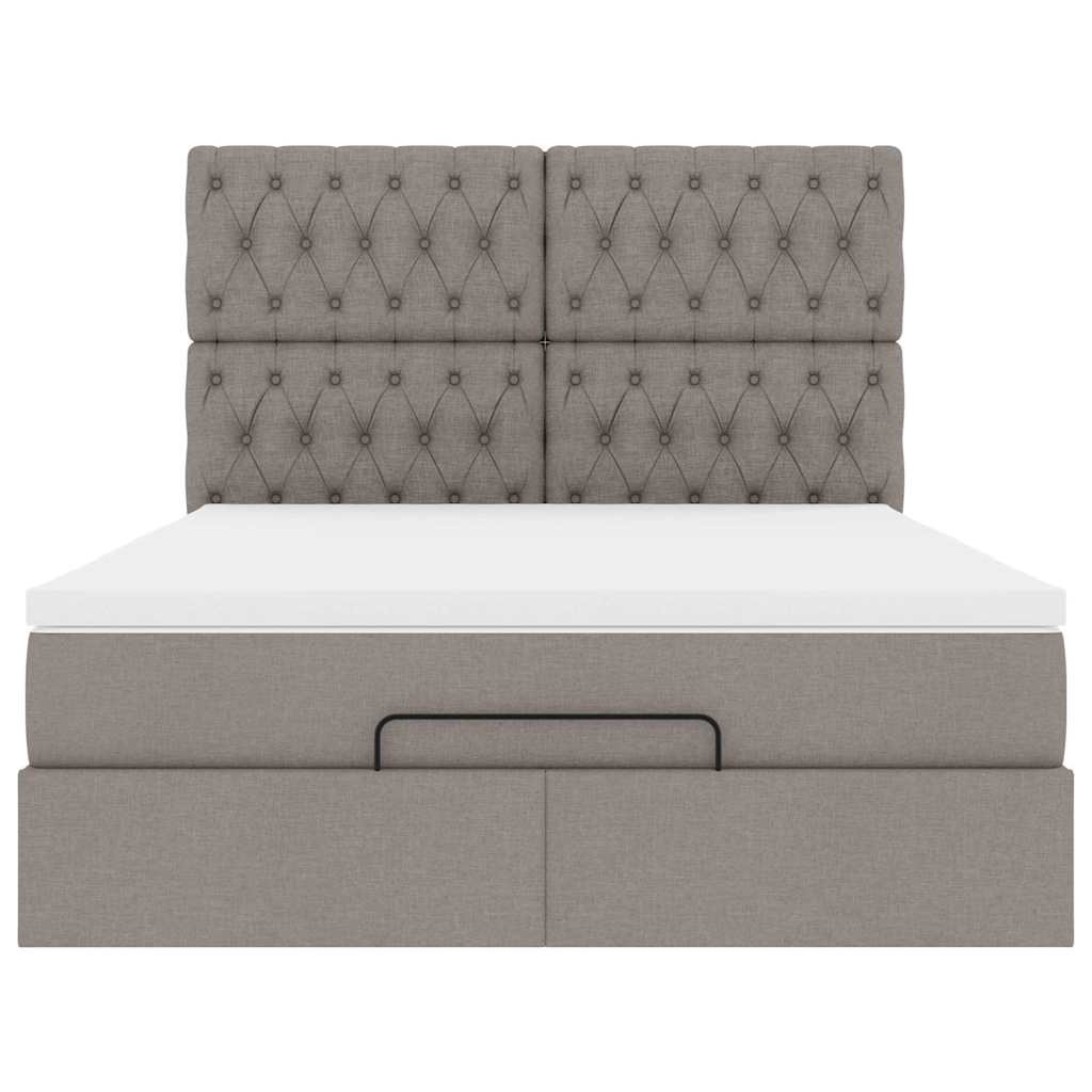 vidaXL Lit ottoman avec matelas et LED Taupe 140x200 cm Tissu