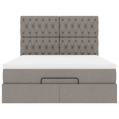 vidaXL Lit ottoman avec matelas et LED Taupe 140x200 cm Tissu