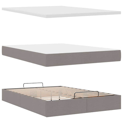 vidaXL Lit ottoman avec matelas et LED Taupe 140x200 cm Tissu
