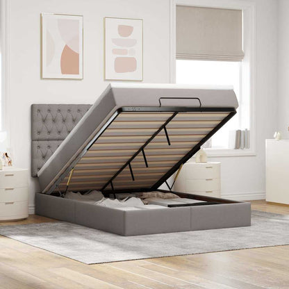 vidaXL Lit ottoman avec matelas et LED Taupe 140x200 cm Tissu