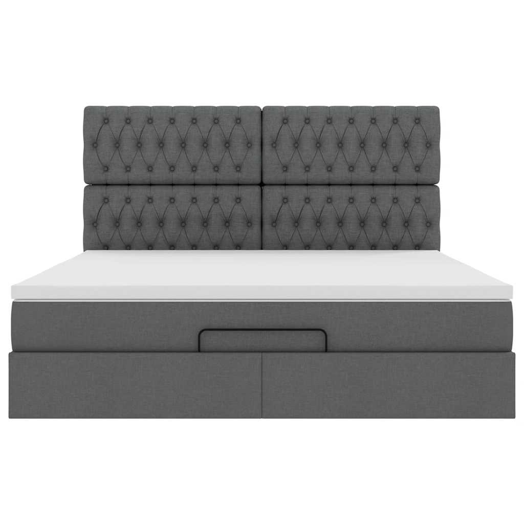 vidaXL Ottoman-Bett mit Matratze & LEDs Dunkelgrau 160x200 cm Stoff