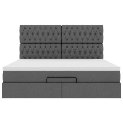 vidaXL Ottoman-Bett mit Matratze & LEDs Dunkelgrau 160x200 cm Stoff