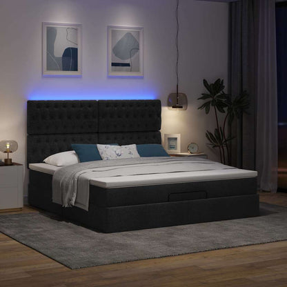 vidaXL Ottoman-Bett mit Matratze & LEDs Schwarz 160x200 cm Stoff