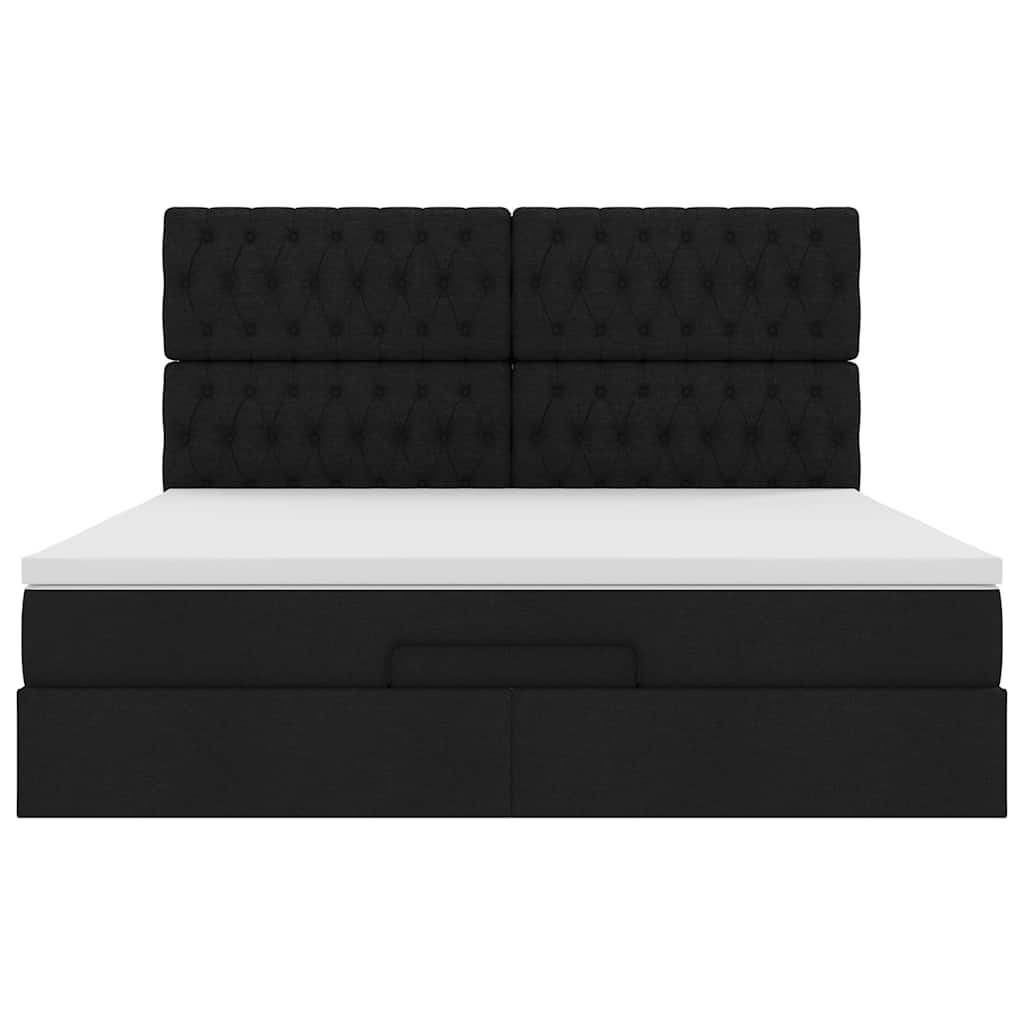 vidaXL Ottoman-Bett mit Matratze & LEDs Schwarz 160x200 cm Stoff