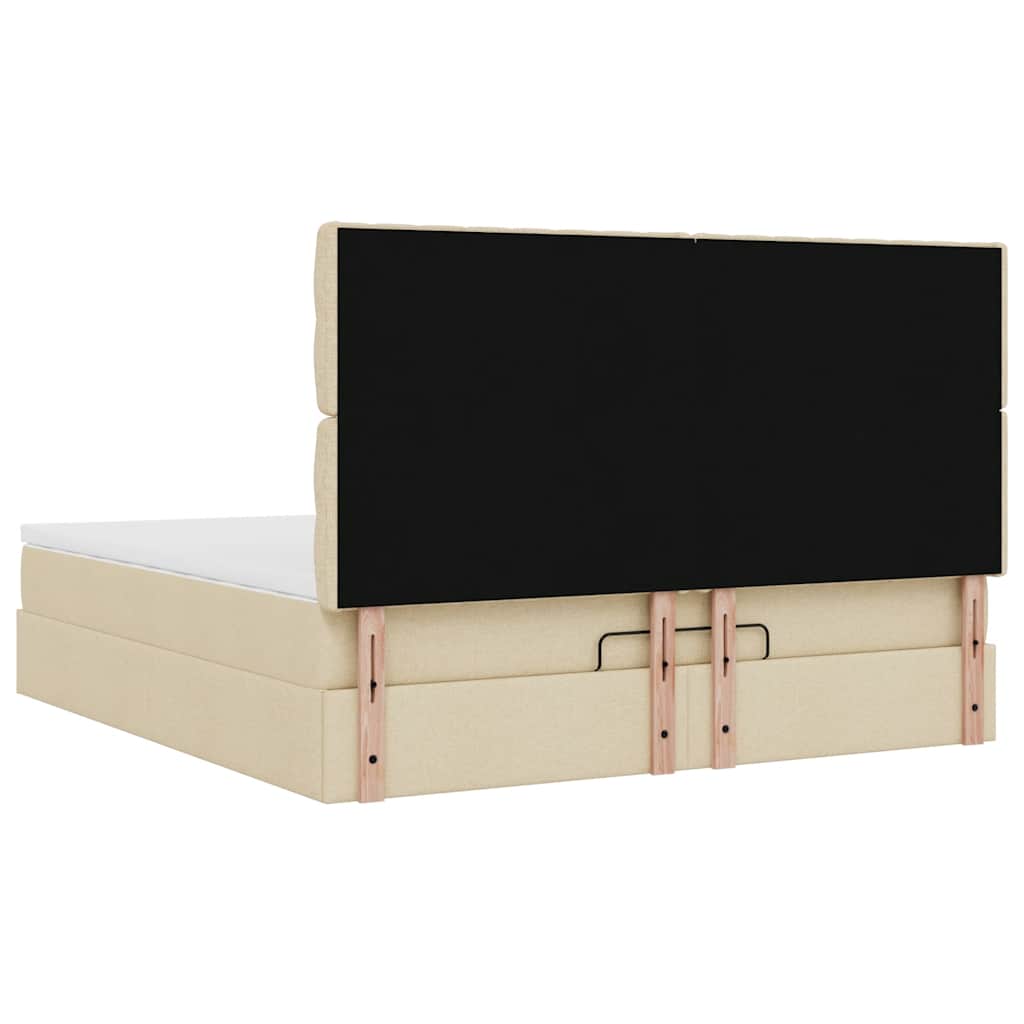 vidaXL Ottoman-Bett mit Matratze & LEDs Creme 160x200 cm Stoff