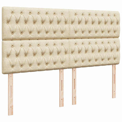 vidaXL Ottoman-Bett mit Matratze & LEDs Creme 160x200 cm Stoff