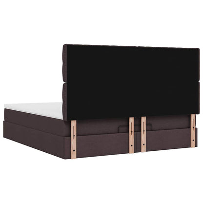 vidaXL Ottoman-Bett mit Matratze & LEDs Dunkelbraun 180x200 cm Stoff