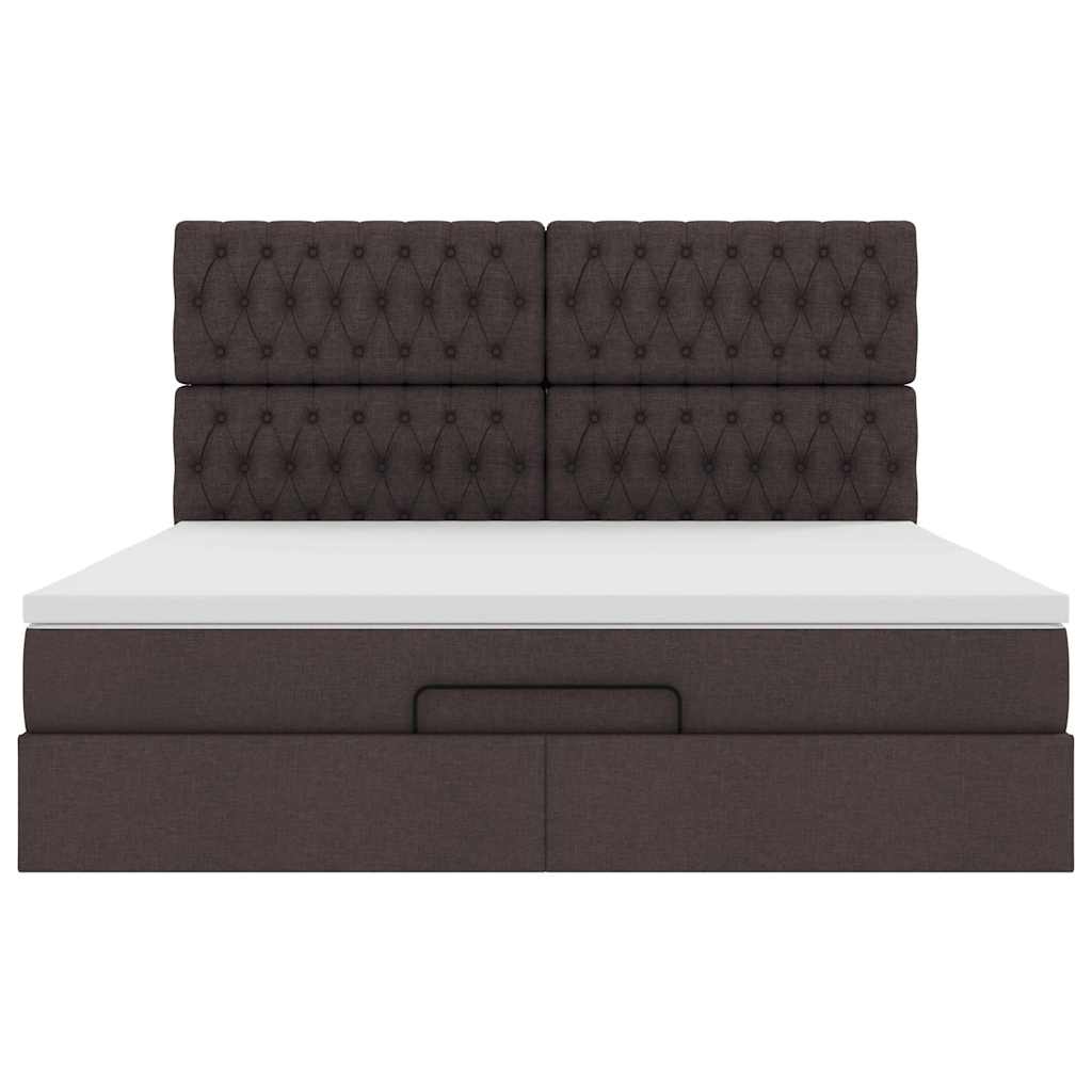 vidaXL Ottoman-Bett mit Matratze & LEDs Dunkelbraun 180x200 cm Stoff