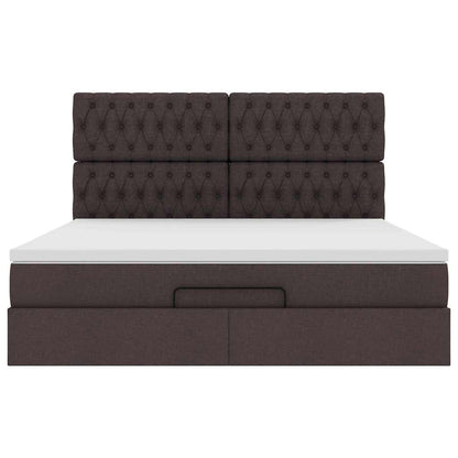 vidaXL Ottoman-Bett mit Matratze & LEDs Dunkelbraun 180x200 cm Stoff