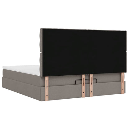 vidaXL Ottoman-Bett mit Matratze & LEDs Taupe 180x200 cm Stoff