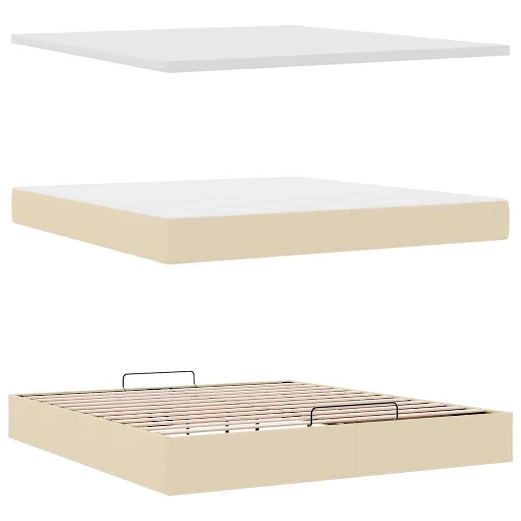 vidaXL Ottoman-Bett mit Matratze & LEDs Creme 180x200 cm Stoff