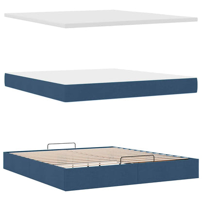 vidaXL Ottoman-Bett mit Matratze & LEDs Blau 180x200 cm Stoff
