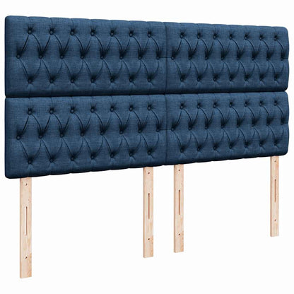 vidaXL Ottoman-Bett mit Matratze & LEDs Blau 180x200 cm Stoff