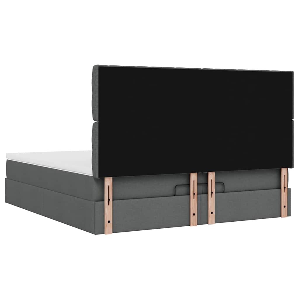 vidaXL Ottoman-Bett mit Matratzen & LEDs Dunkelgrau 200x200 cm Stoff