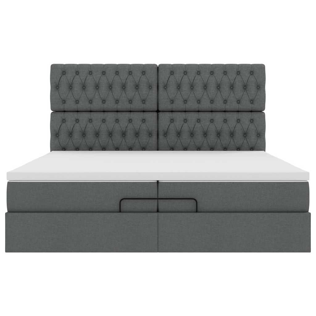 vidaXL Ottoman-Bett mit Matratzen & LEDs Dunkelgrau 200x200 cm Stoff