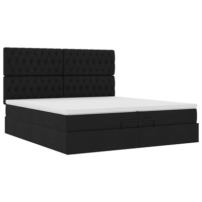 vidaXL Ottoman-Bett mit Matratzen & LEDs Schwarz 200x200 cm Stoff