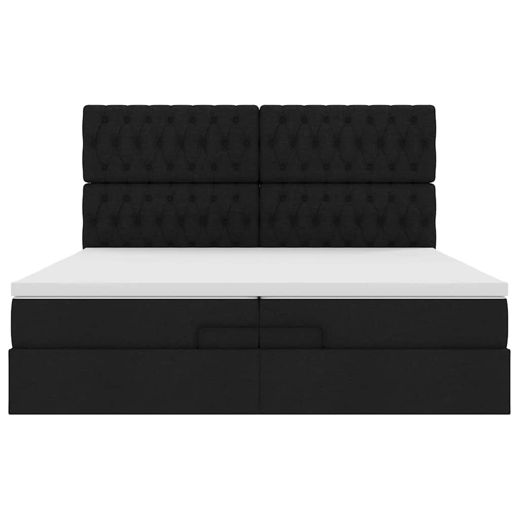 vidaXL Ottoman-Bett mit Matratzen & LEDs Schwarz 200x200 cm Stoff