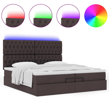 vidaXL Ottoman-Bett mit Matratzen & LEDs Dunkelbraun 200x200 cm Stoff