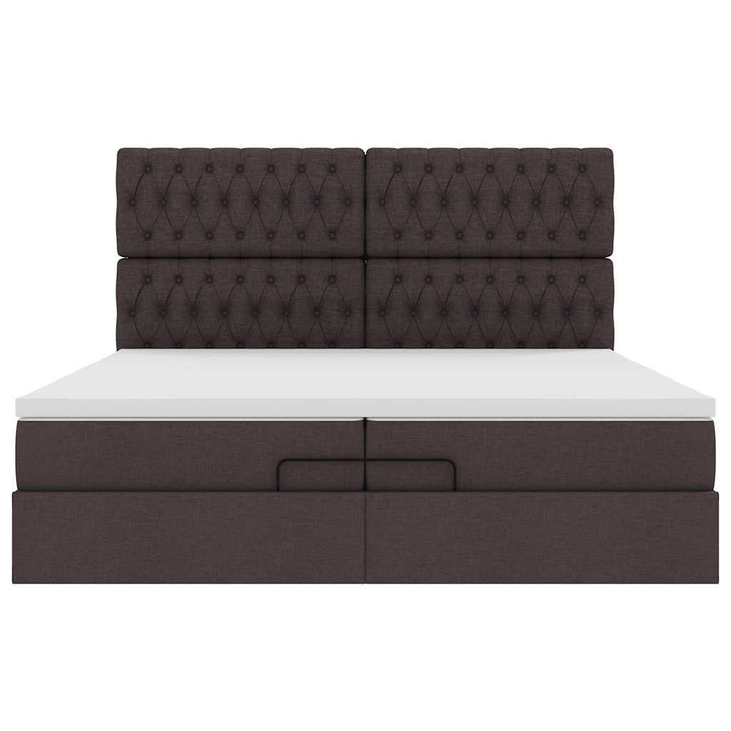 vidaXL Ottoman-Bett mit Matratzen & LEDs Dunkelbraun 200x200 cm Stoff