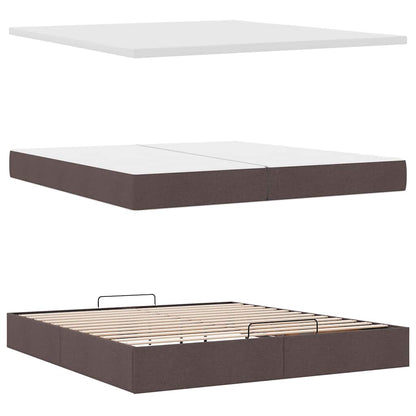 vidaXL Ottoman-Bett mit Matratzen & LEDs Dunkelbraun 200x200 cm Stoff