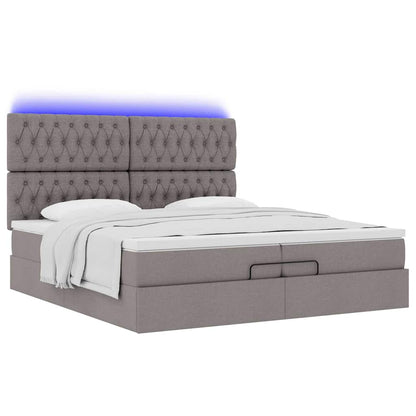 vidaXL Lit-coffre avec matelas et LED taupe 200x200 cm Tissu